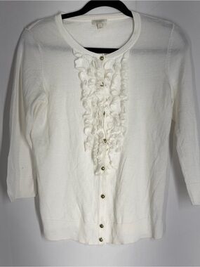 Talbots Cream Button-Front Knit Cardigan